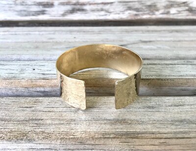 Hammered Brass Cuff Bracelet | Customized Brass Cuff | Hammered Brass Bracelet | Polished Brass Bracelet | Choose Your Size - image4